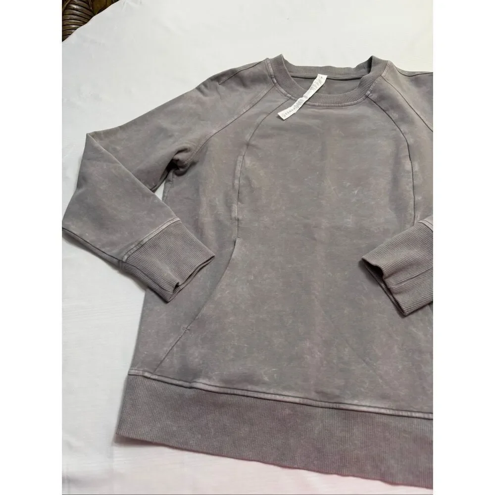 Lululemon Scuba Crew Washed Dark Chrome Grey Sweatshirt Size 8